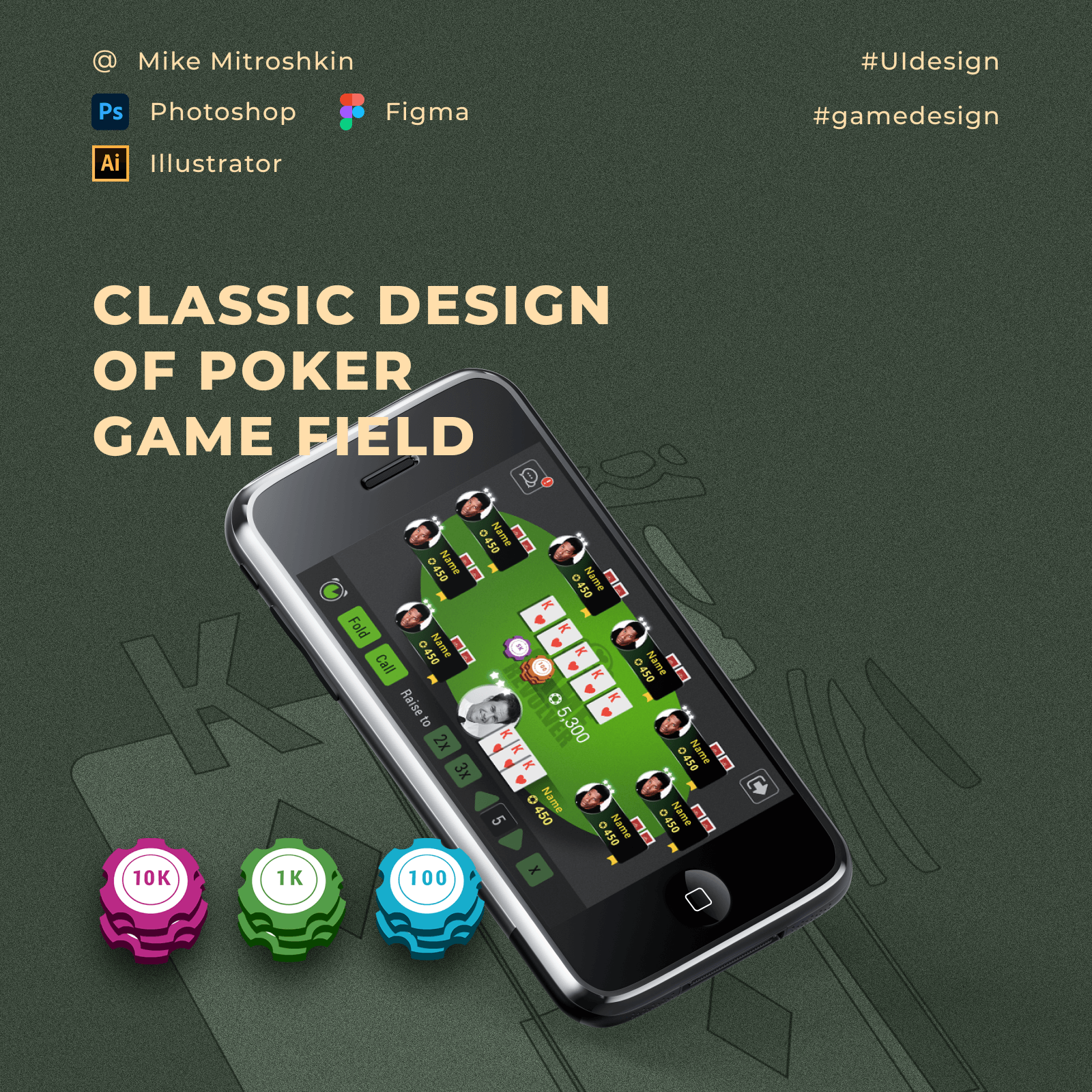 Classic design of poker game field